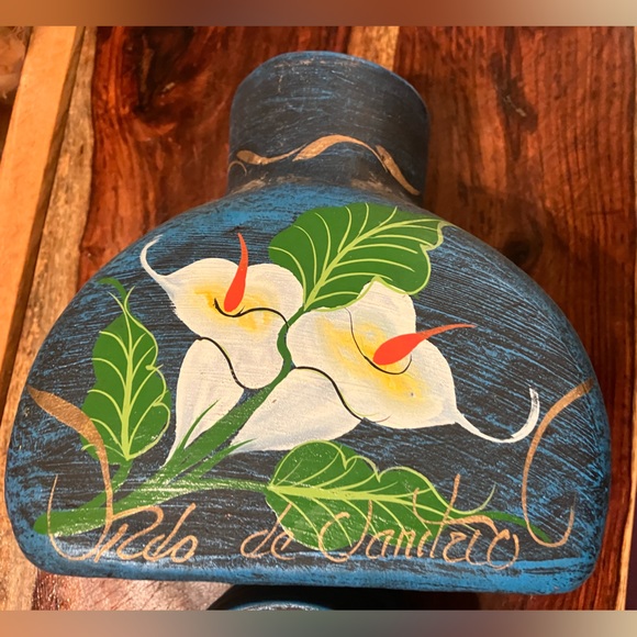 AQUA JARRA MEXICAN CLAY CANTARO JUG WATER POT W/CUP - Picture 3 of 6